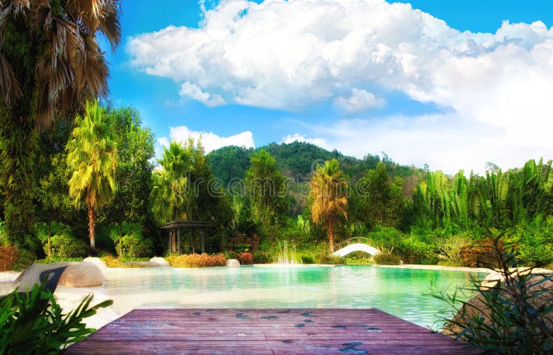 Sandy Beach Pond with Forest Around Stock Image Image of ramp, blue