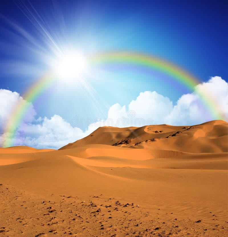 Sandy desert at daytime stock images