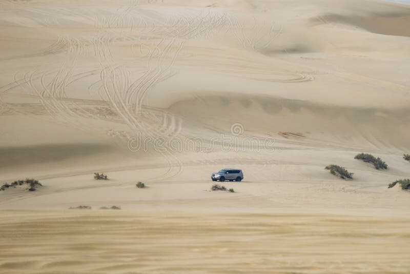 Sandy desert in Qatar, in the southern part of the country stock image