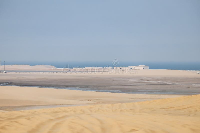 Sandy desert in Qatar, in the southern part of the country stock photos