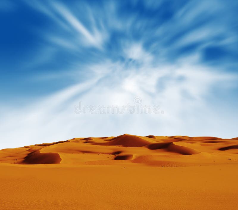 Sandy desert at sunrise time royalty free stock photos