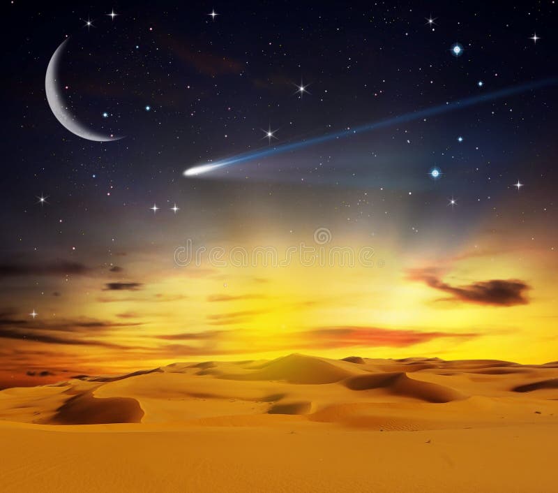 Sandy desert at sunset time royalty free stock image