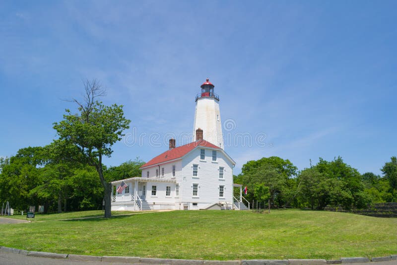 Sandy Hook Lighthouse and tower at the Jersey Shore. NJ, USA