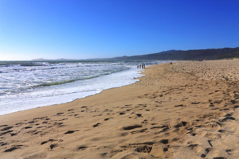 Pacific Beach at Half Moon Bay in Evening Light, West Coast, Central California, USA