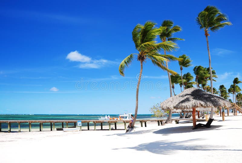 Beautiful sandy tropical beach Bavaro, Punta Cana, Dominican Republic