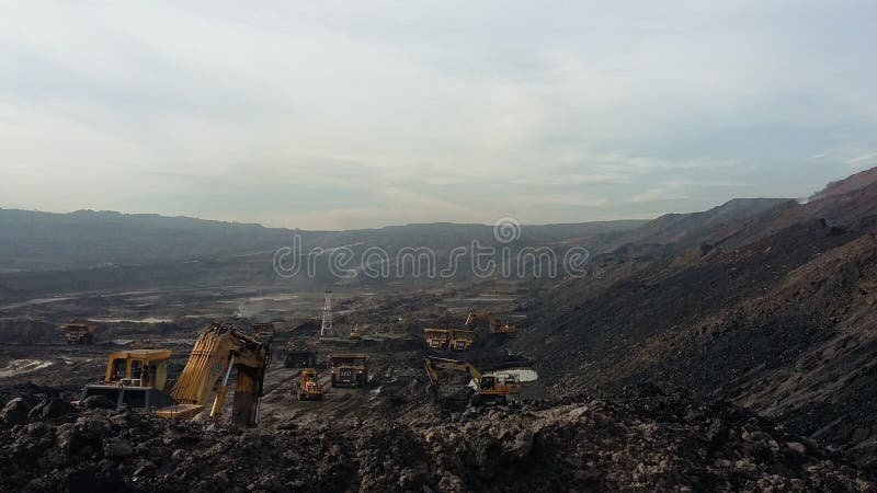 Sangatta. 02 December 2020. The atmosphere of open coal mining activities stock image