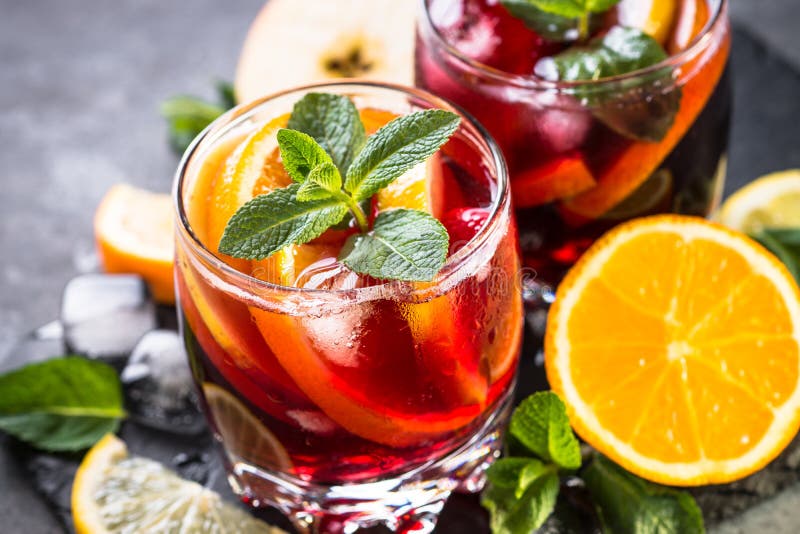 A Pitcher and Two Glasses with Spanish Sangria Stock Image - Image of  holiday, chopped: 122505775