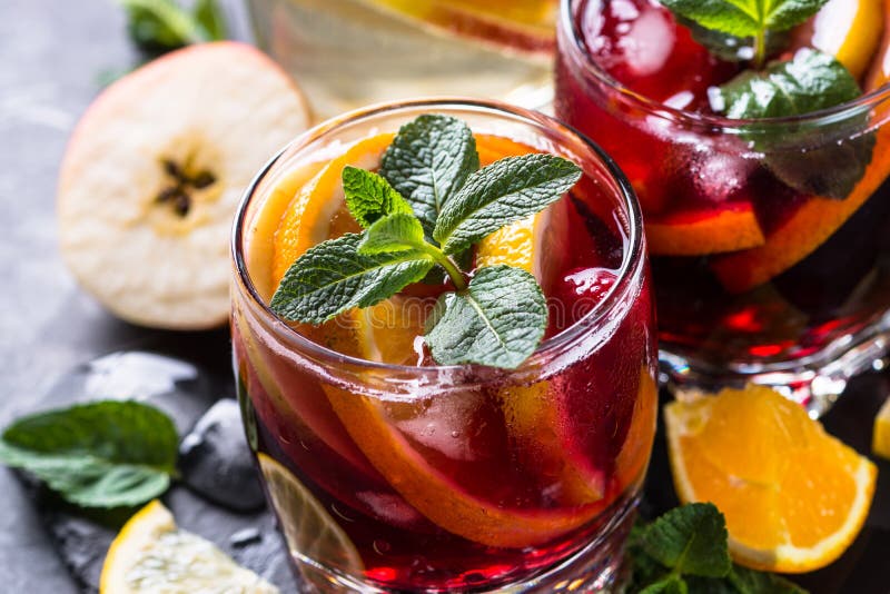 A Pitcher and Two Glasses with Spanish Sangria Stock Image - Image of  holiday, chopped: 122505775