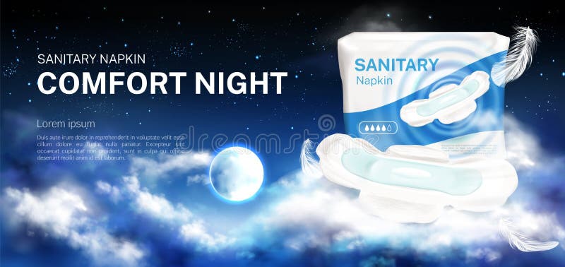 Download Sanitary Napkins For Night Package Mock Up Banner Stock Vector Illustration Of Design Comfort 163157835