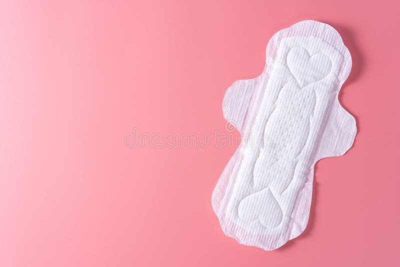 Used Sanitary Pad Sanitary Napkin On Blue Background Menstruation