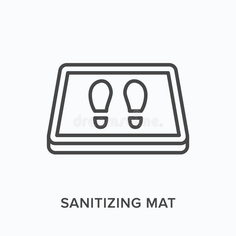 Sanitizing mat line icon. Vector outline illustration of antibacterial equipment. Industrial shoe disinfection pictorgam