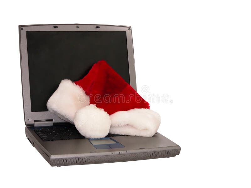 Sankt-Hut, der auf einem Laptop sitzt (3 von 3) lizenzfreies stockfoto Sankt-Hut, der auf einem Laptop sitzt (3 von 3) lizenzfreies stockfoto