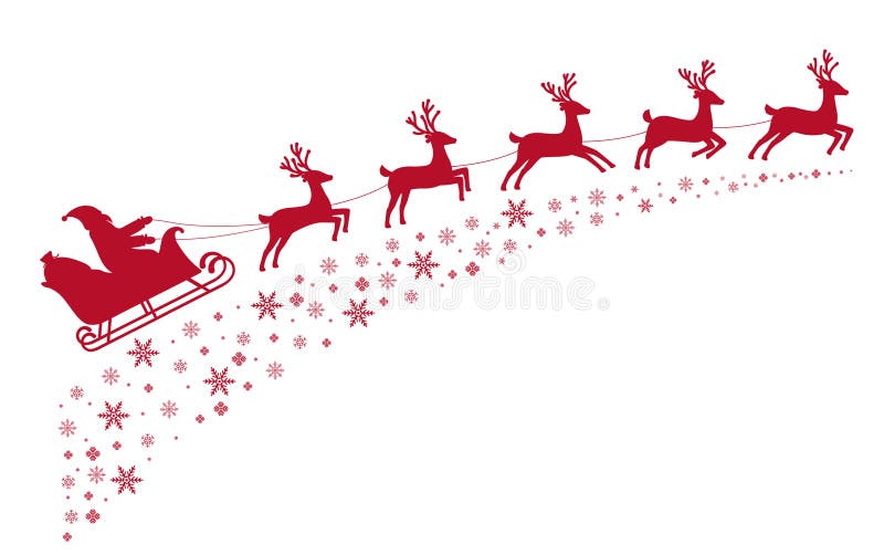 Santa sleigh reindeer flying on background of snow-covered stars. Illustration. Santa sleigh reindeer flying on background of snow-covered stars. Illustration