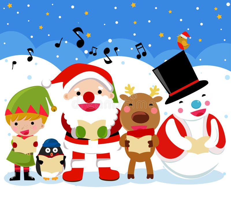 Illustration of santa,reindeer,snow man,elf and penguin,Christmas. Illustration of santa,reindeer,snow man,elf and penguin,Christmas