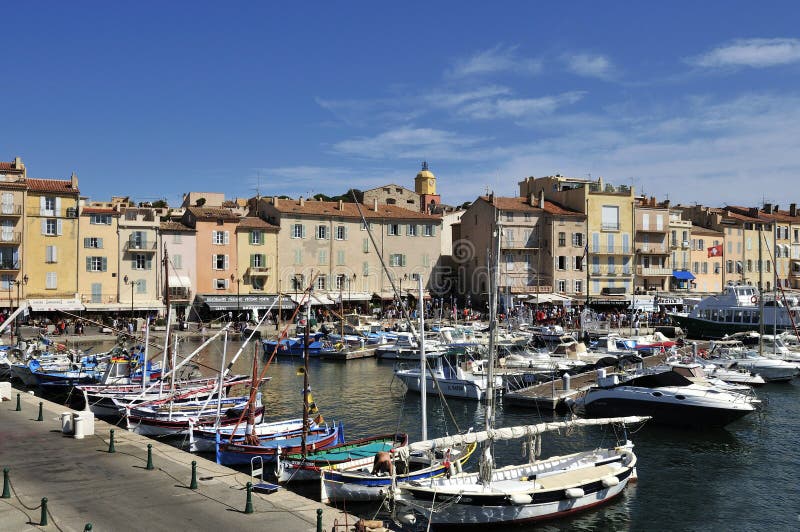 Port in Saint-Tropez stock image. Image of flags, holidays - 12561461