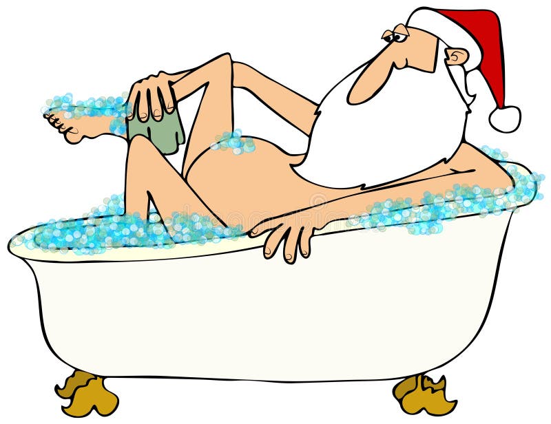 Santa bierze bąbla skąpanie ilustracji Santa bierze bąbla skąpanie ilustracji