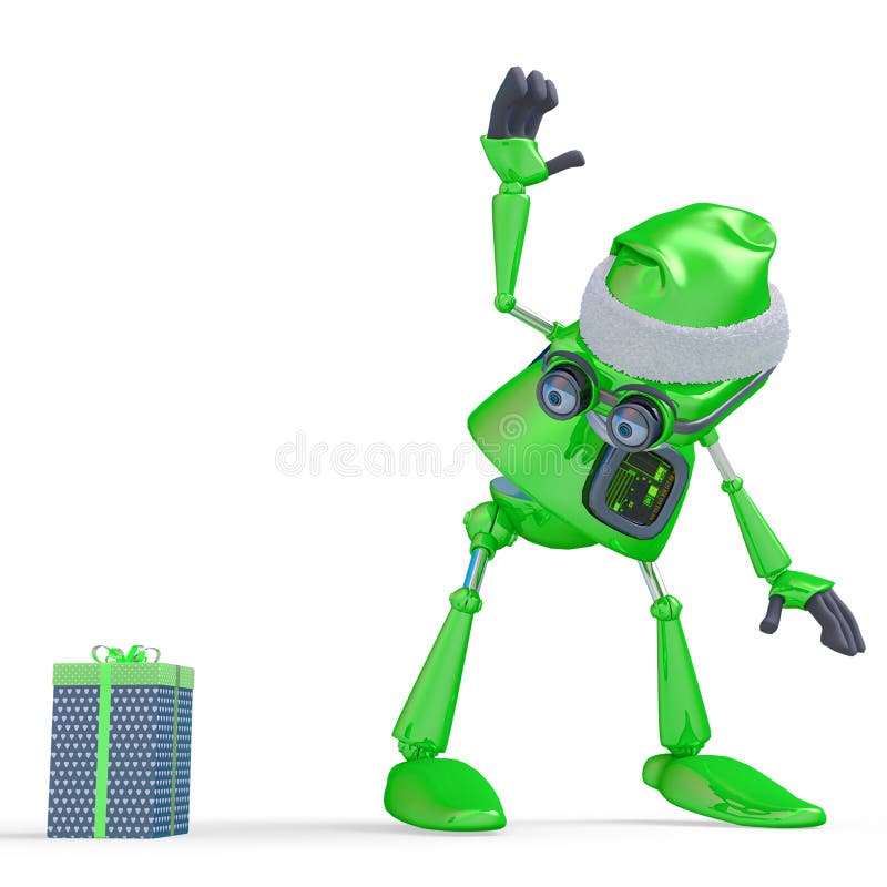 Santa bot asking where is the gift in white background royalty free illustration