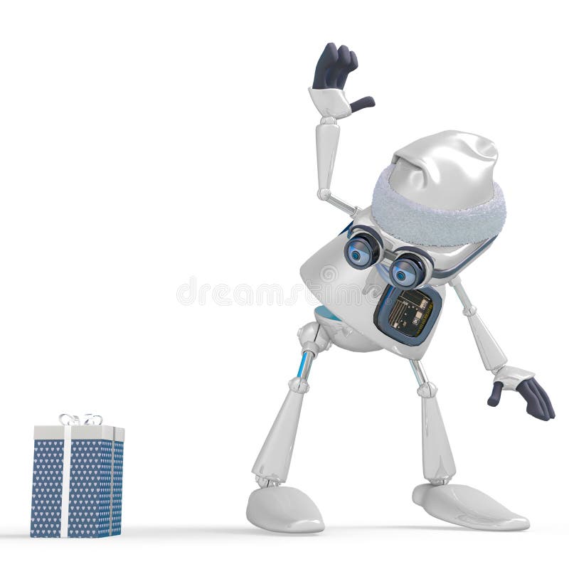 Santa bot asking where is the gift in white background royalty free illustration
