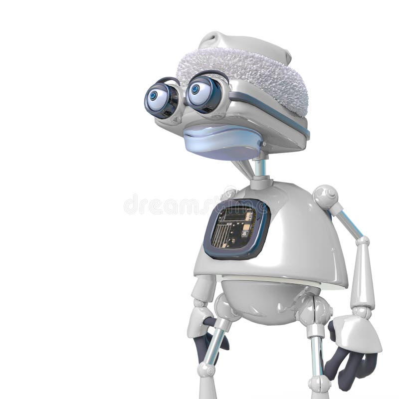 Santa bot looking up in white background vector illustration