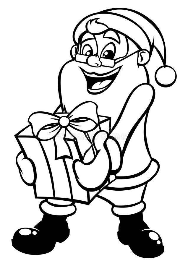 veel plezier rietje ga zo door Santa Cadeau Line Art vector illustratie. Illustration of bringing -  156174734