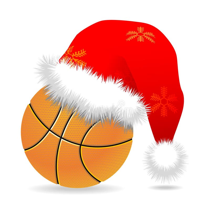 Santa cap over basketball