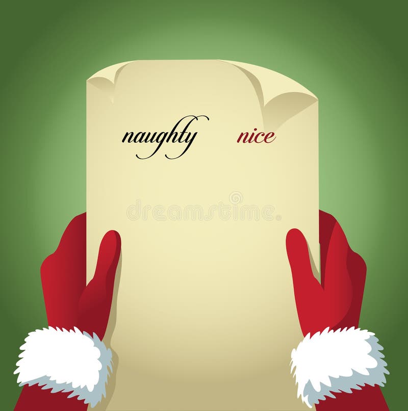 Santa che controlla la sua lista impertinente e piacevole royalty illustrazione gratis Santa che controlla la sua lista impertinente e piacevole royalty illustrazione gratis