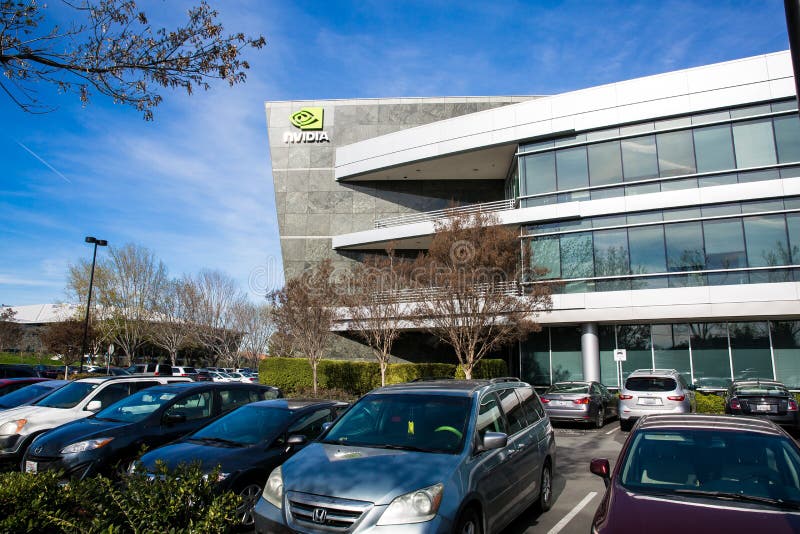 Santa Clara, CA - Feb 1, 2018: NVIDIA Corp , Führer der künstlichen Intelligenz rechnend, Erfinder des GPU, Tesla, Quadro, GEF