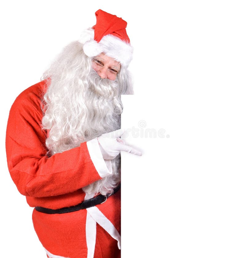 Santa Claus Pointing on a Blank Banner Stock Photo Image of copy