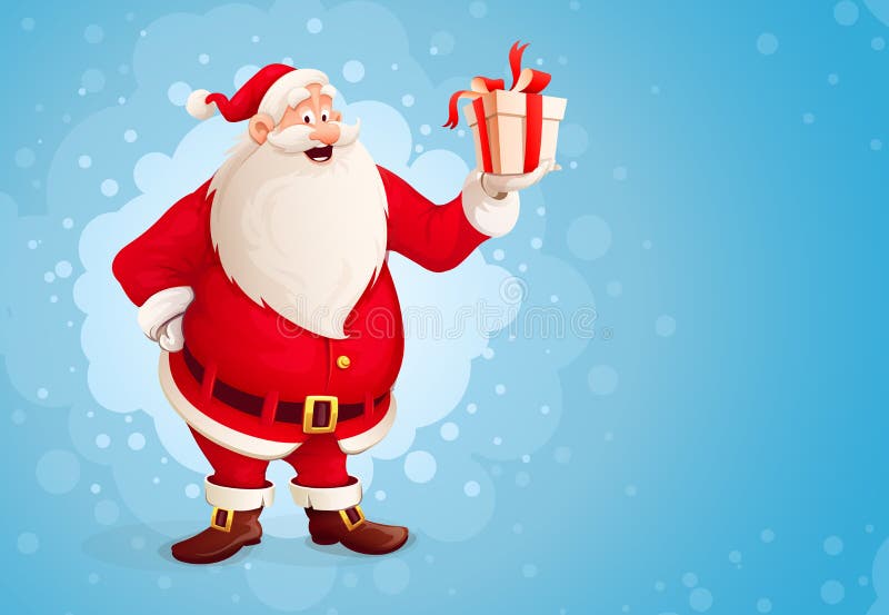 Santa Claus alegre guarda o presente do Natal na caixa ilustração royalty free Santa Claus alegre guarda o presente do Natal na caixa ilustração royalty free