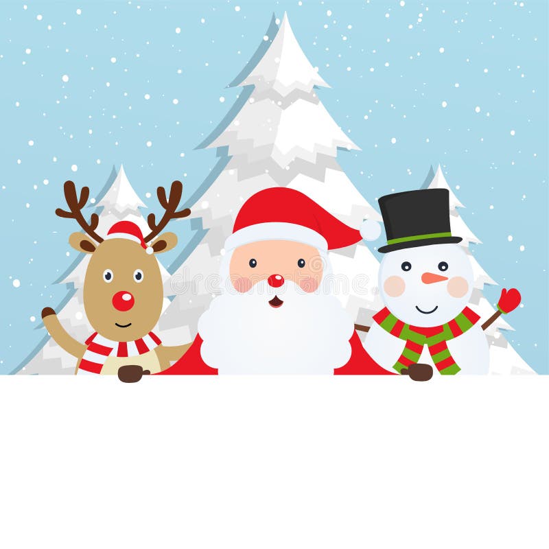 Santa Claus avec le renne et un bonhomme de neige illustration de vecteur Santa Claus avec le renne et un bonhomme de neige illustration de vecteur