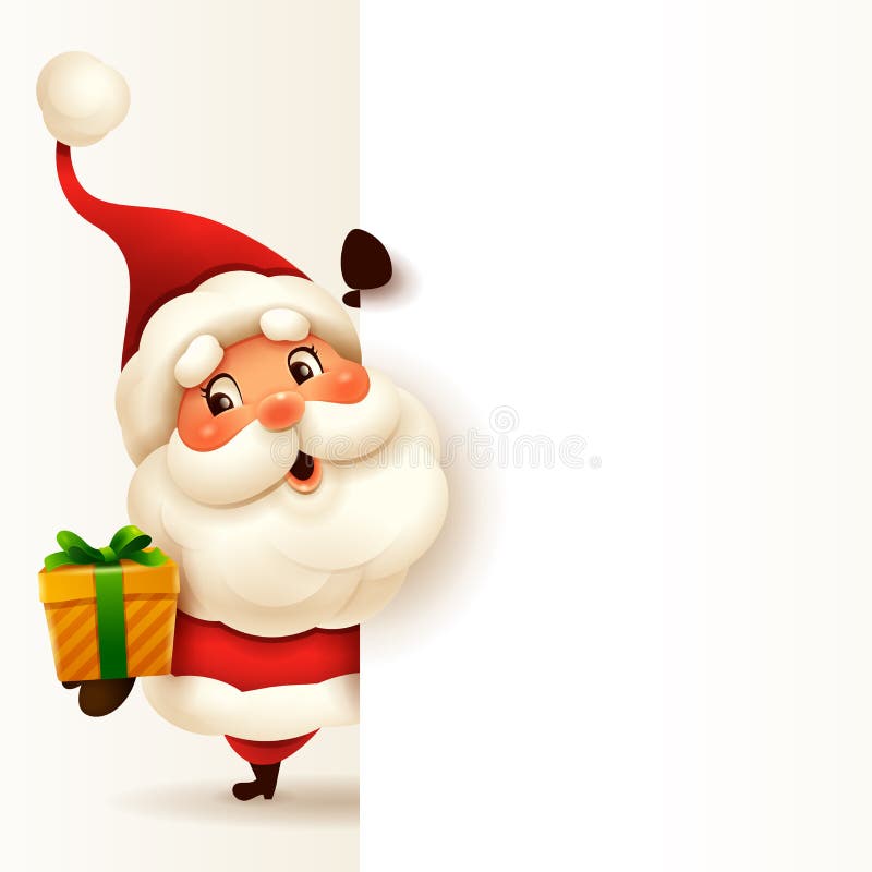 Santa Claus with big blank signboard. royalty free illustration.
