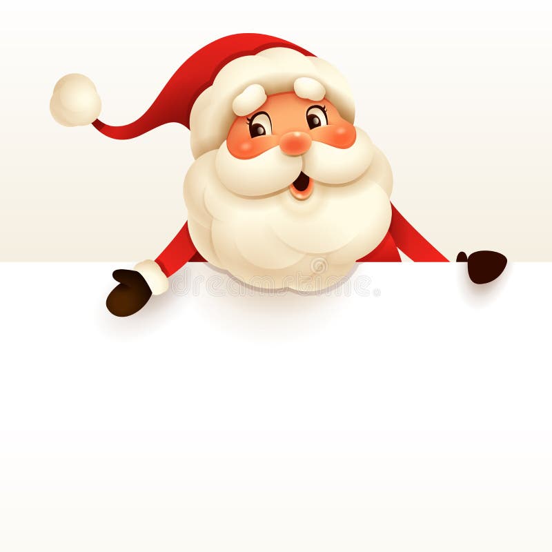 Santa Claus with big blank signboard vector illustration