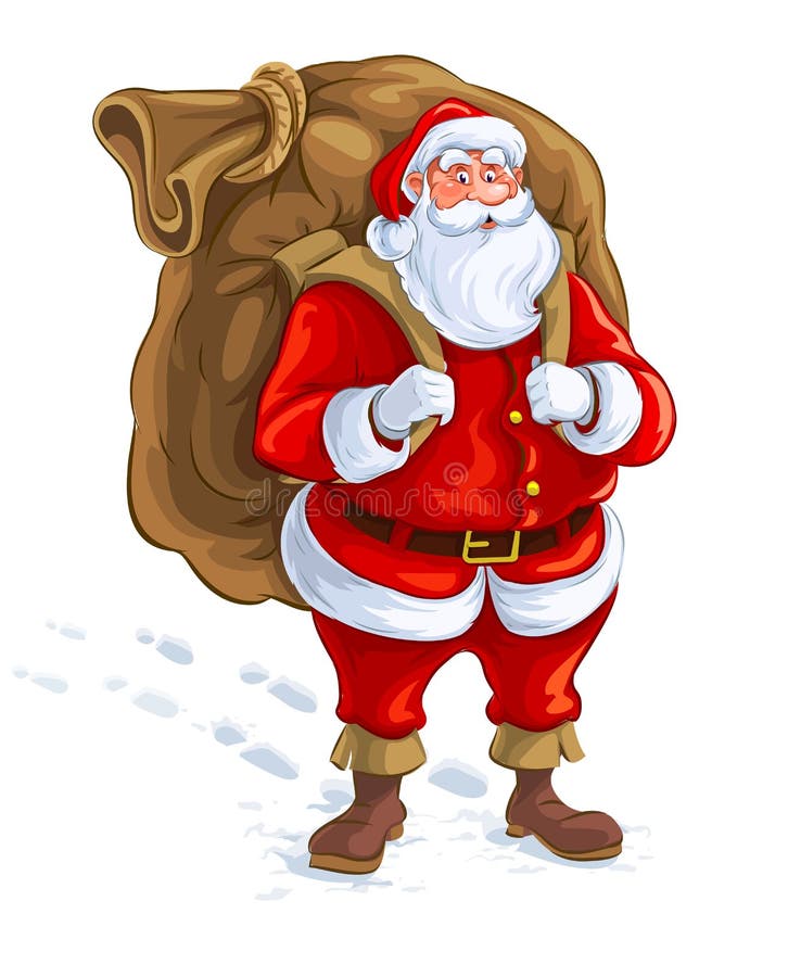 Santa claus with big sack of gifts