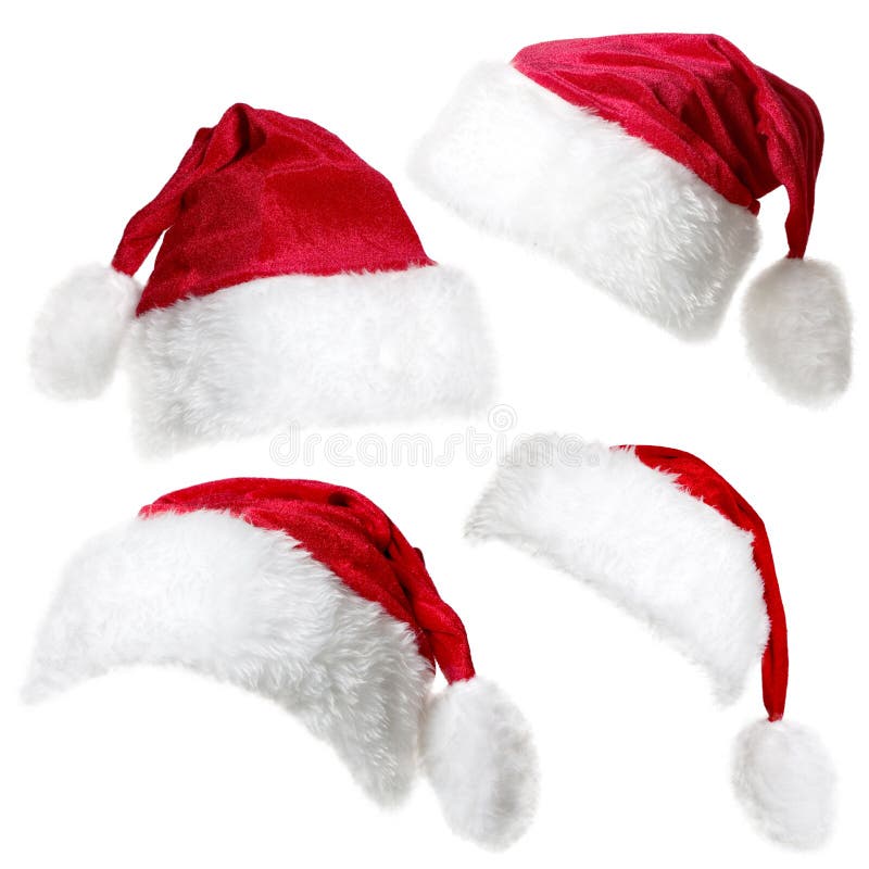 Santa Claus caps isolated on a white background