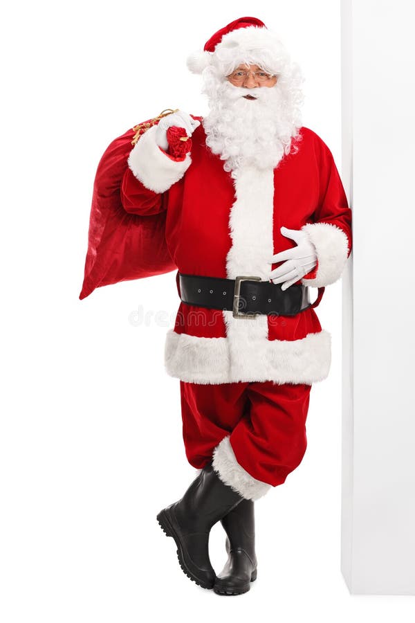 Santa Claus che tiene una borsa rossa