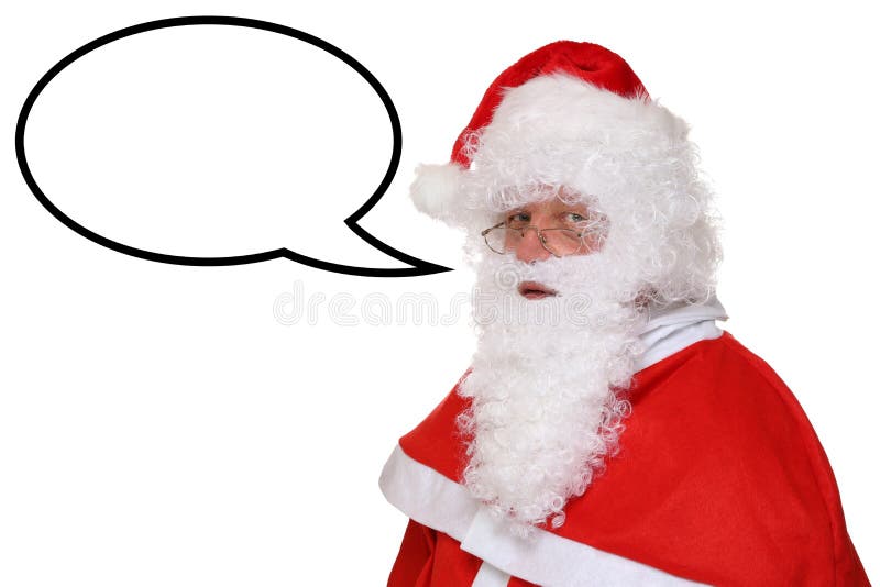 Santa Claus Christmas, die mit Sprache Blase und copyspace spricht stockfotos Santa Claus Christmas, die mit Sprache Blase und copyspace spricht stockfotos