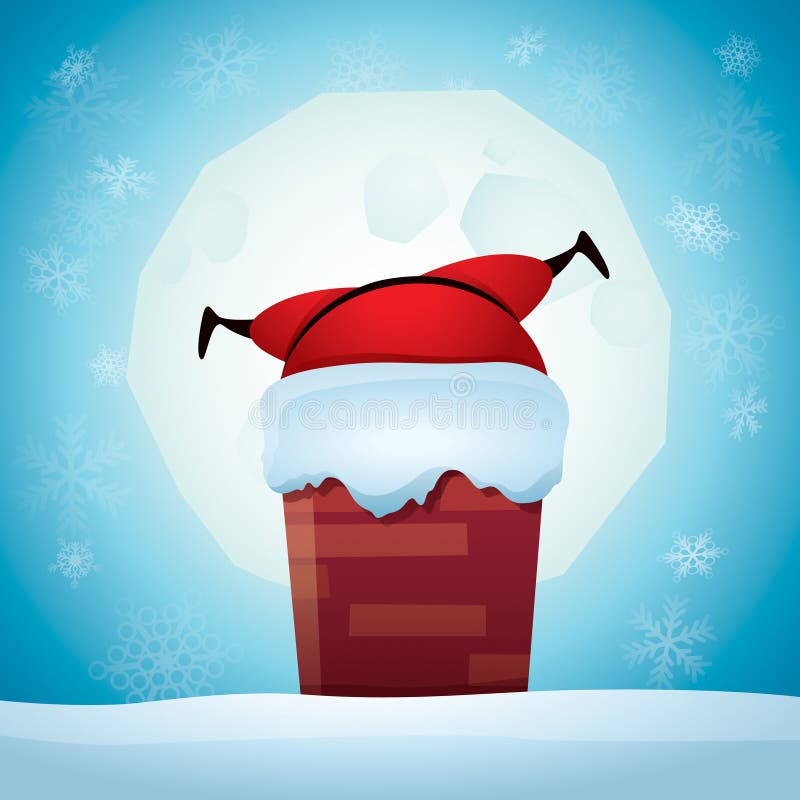 Santa Claus a collé dans une cheminée illustration libre de droits Santa Claus a collé dans une cheminée illustration libre de droits