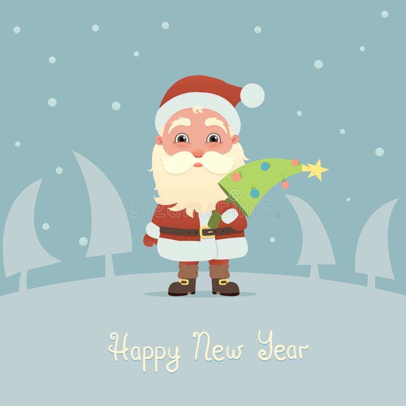 Santa Claus con l'albero di Natale illustrazione vettoriale Santa Claus con l'albero di Natale illustrazione vettoriale
