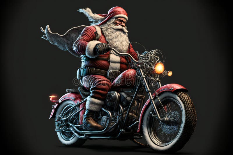 Santa Claus Conduite Une Moto Personnalisée Création Illustration Numérique  Peinture 3d Illustration Stock - Illustration du moteur, rouge: 268069068