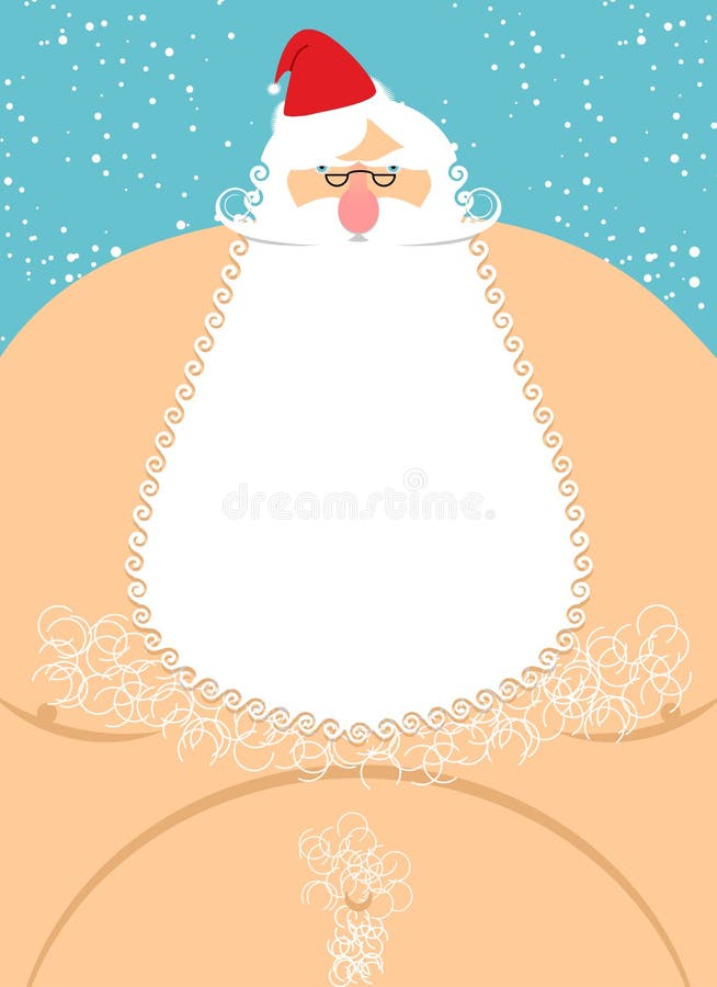 Santa Claus desnuda Papá Noel gordo viejo Carácter de la Navidad con desnudo ilustración del vector Santa Claus desnuda Papá Noel gordo viejo Carácter de la Navidad con desnudo ilustración del vector