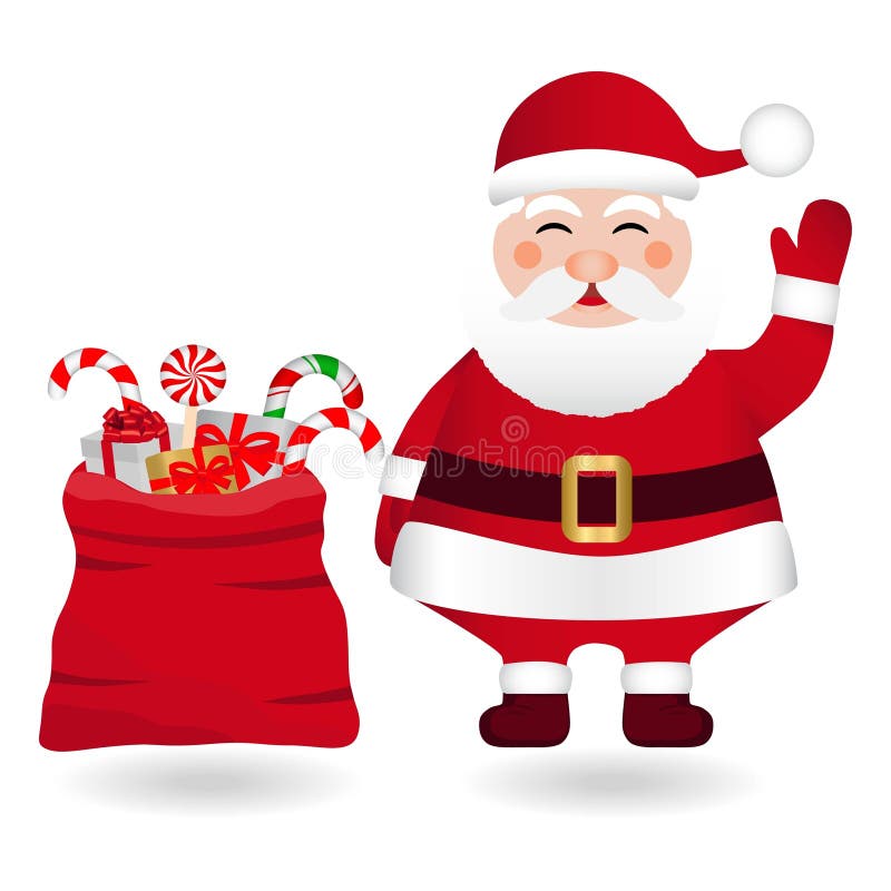 Santa claus divertido con saco de regalo. feliz navidad y feliz tarjeta de saludo de año nuevo. ilustración vectorial stock de ilustración