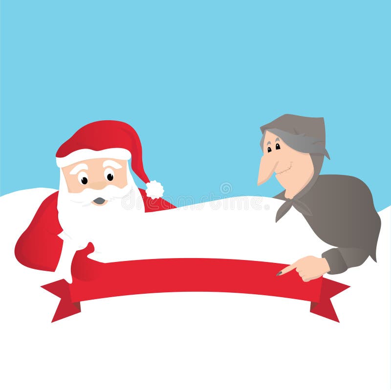Santa Claus e italiano Befana ilustração royalty free Santa Claus e italiano Befana ilustração royalty free
