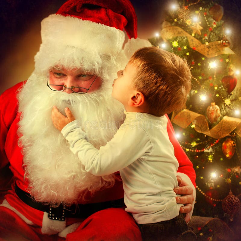 Santa Claus e Little Boy immagini stock libere da diritti Santa Claus e Little Boy immagini stock libere da diritti