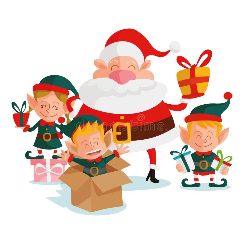 Santa Claus And Elves stock de ilustración Santa Claus And Elves stock de ilustración