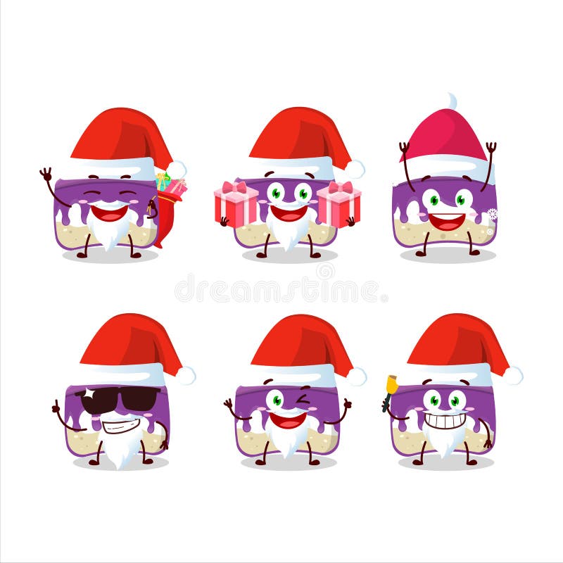 Santa claus emoticons mit trauben kuchen cartoon charakter lizenzfreie abbildung