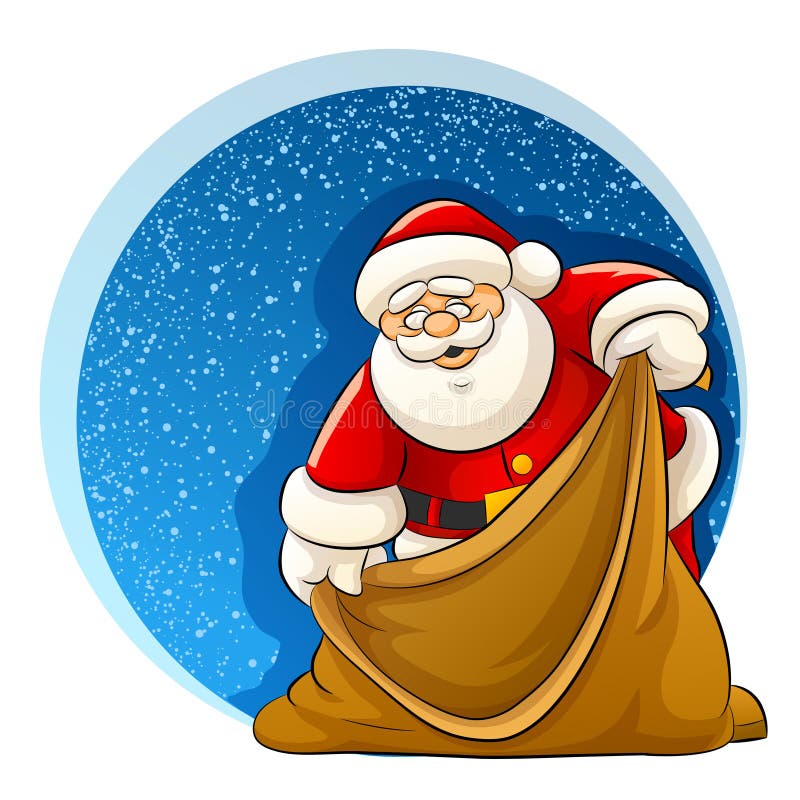 Santa Claus with empty sack for christmas gifts