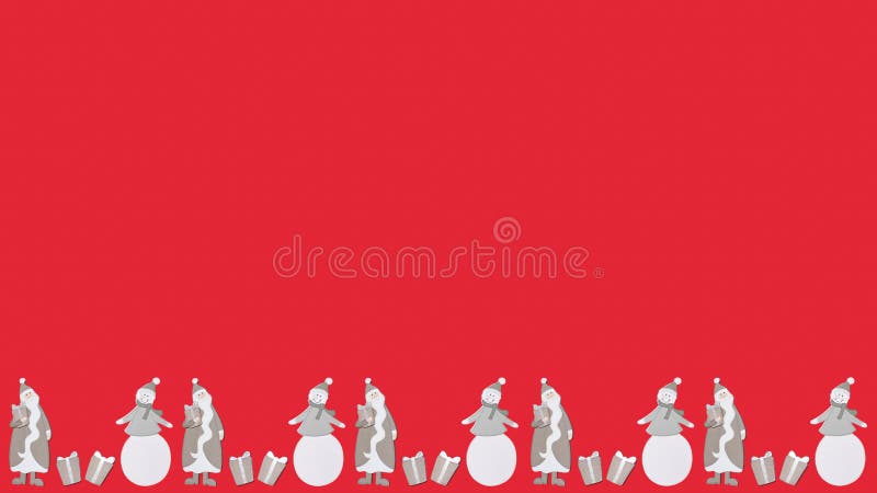 Santa Claus en sneeuwman met giften en sneeuwvlokken stock illustratie Santa Claus en sneeuwman met giften en sneeuwvlokken stock illustratie