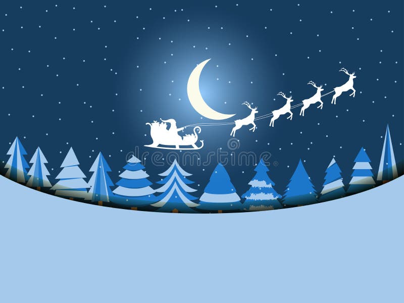 Santa Claus is flying in a sleigh with reindeer. Santa`s sleigh. Vector illustration. Santa Claus is flying in a sleigh with reindeer. Santa`s sleigh. Vector illustration.