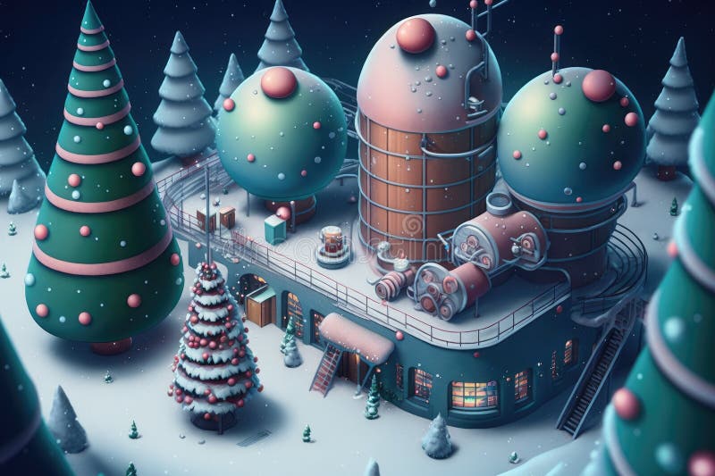 Santa Claus Factory for Making Christmas Gifts Somewhere in the Forest