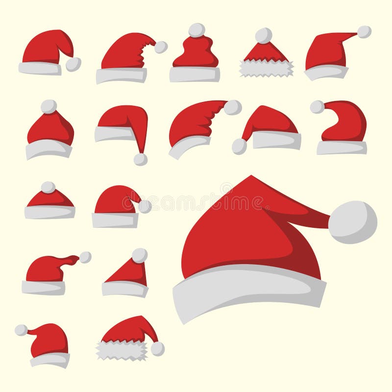 Santa claus fashion red hat modern elegance cap winter xmas holiday top clothes vector illustration.